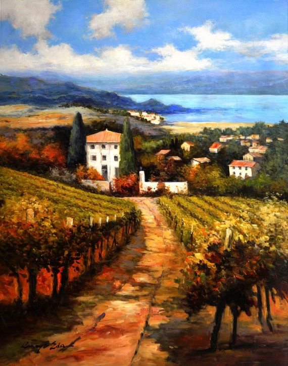 Original Vineyard Painting: French/tuscan/napa Wine Country