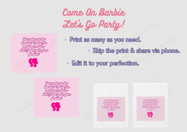Barbie Goody Bag Label Template: Editable Party Favor (instant Download ...