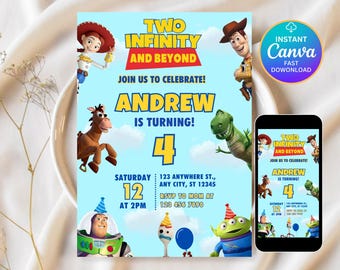 Toy Story Invite Reach Four the Sky Editable Toy Story Birthday Invite Digital Toy Story Invitation Digital Download Toy Story Theme Invite
