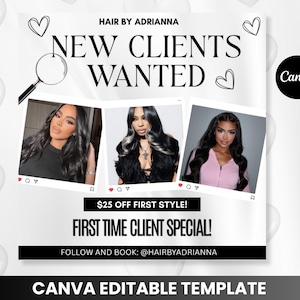 DIY Beauty Flyer Template: New Client Special, Makeup, Hair, Lashes (Canva Editable, Digital Download)