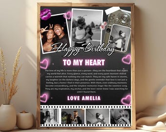 Custom Couples Photo Card Print, CANVA Template,Anniversary Keepsake, Romantic One-Year Gift for Him or Her