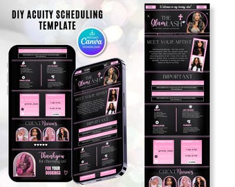 Websitesjabloon Acuity Scheduling voor Lash Tech, bewerkbare canva-sjabloon voor beautyboekingen