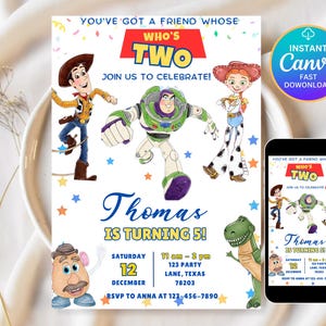 editable two Infinity and Beyond Birthday Invitation Toy Kids Birthday Invite 2nd Birthday Toy Story second Toy Story Birthday Party
