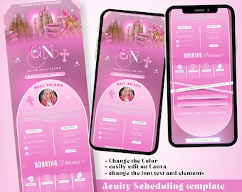 Pink Acuity planningssjabloon Nailtech Acuity Canva nagelplanning Acuity website nagelsjabloon Acuity Scheduler nagelstyliste Acuity Site