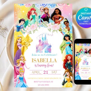 Editable Princess Invitation, Royal Princess 3rd Birthday Invite, Girl Princess Theme 3rd Birthday, Princess Party Invite Digital Download