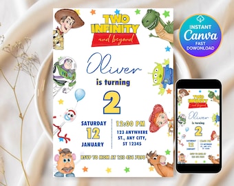 Two infinity and Beyond | Digital Birthday invitation | Kids Birthday invites | E-invite | Digital invite | Card Invite | Boy birthday