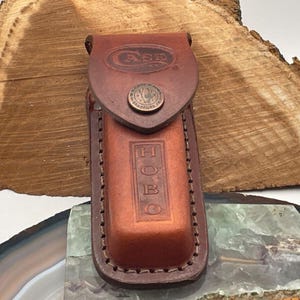 Étui/étui en cuir marron moyen pour couteaux pliants Case XX - 438,25