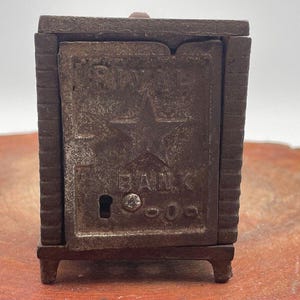 Antike Rival Star Gusseisen Mini Sicherheit Tresor Piggy Dime Bank
