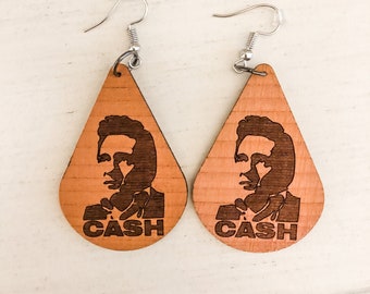 Johnny Cash Wooden Earrings
