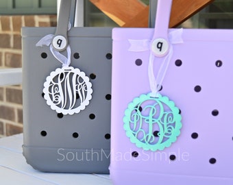 Water Resistant 3D Printed Monogram Bogg Bag Tag, Monogram Bag Tag, Beach Bag Tag, Plastic Bogg Bag Tag, Custom Bag Tag, Pool Bag Tag
