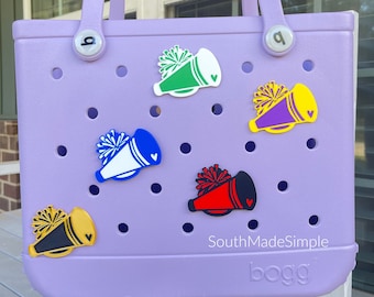 Cheerleader Megaphone School Spirit Bogg Bag Charms, Bogg Bag Buttons, Bogg Bag Accessories, Football Bogg Bag Charms, Custom Bogg Bag Charm