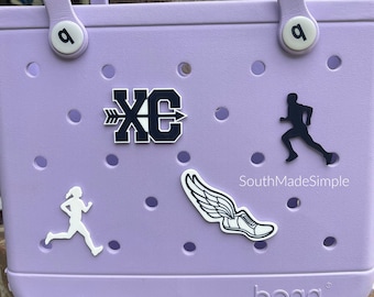 Charms para bolsos Bogg de Track Cross Country, botones para bolsos Bogg, charms deportivos para bolsos Bogg, charms personalizados para bolsos Bogg, accesorios para bolsos Bogg, etiquetas para bolsos Bogg