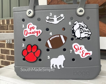 Georgia Bogg Bag Charms, Bogg Bag Buttons, Bogg Bag Accessories, Football Bogg Bag Charms, Bogg Bag Jibitz, Simply Southern Bag Charms