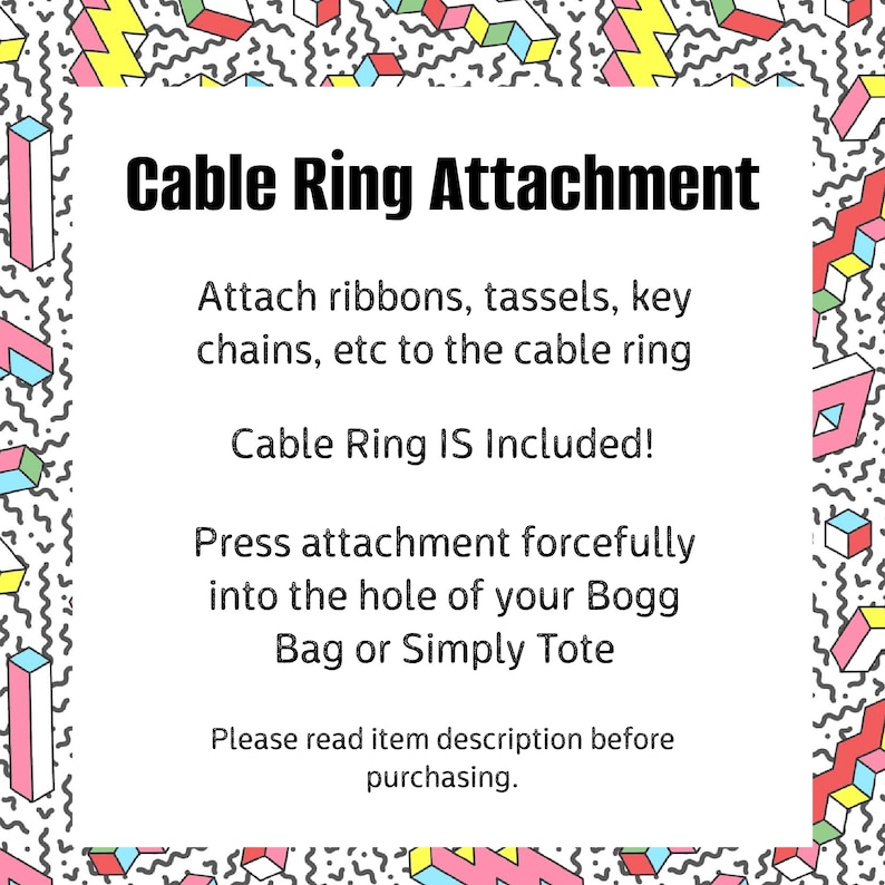 Bogg Bag Cable Ring Attachment, Bogg Bag Ribbon Holder, Bogg Bag ...