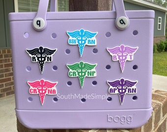 Caduceus Nursing Nurse Bogg Bag Charm, Bogg Bag Button, Custom Bogg Bag Charm, Bogg Bag Tags, RN Bogg Bag, Simply Southern Bag Charms