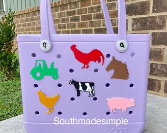 Farm Animal Themed Bogg Bag Tags, 3D Printed Water Resistant Bogg Bag Charms, Bogg Bag Accessories, Simply Southern Bag Charm, Bogg Bag Tags
