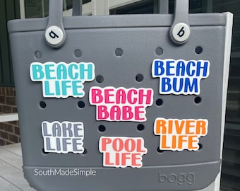 Beach Life Lake Life Bogg Bag Buttons, Bogg Bag Charms, Bogg Bag Accessories, Pool Bag Charms, Beach Bag Charms, Bogg Bag Gifts