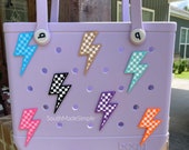 Checkerboard Lightning Bolt Bogg Bag Charms, Bogg Bag Accessories, Bogg Bag Jibitz, Custom Bogg Bag, Bogg Bag Tags, Simple Modern Bag Charms
