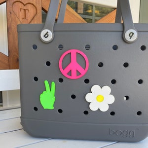 Peace and Flower Power Bogg Bag Buttons, Bogg Bag Charms, Bogg Bag Accessories, Beach Bag Charms, Pool Bag Charms, Bogg Bag Gifts