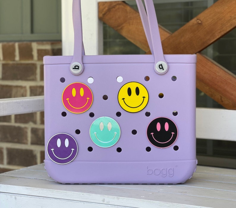 Happy Face Bogg Bag Buttons, Bogg Bag Charms, Bogg Bag Accessories, Bogg Bag Gifts, Bogg Bag Bits, Simply Southern Bag Charms, Bogg Bag 