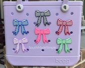 Checkerboard Ribbon Bow Bogg Bag Charm, Bogg Bag Buttons, Bogg Bag Accessories, Custom Bogg Bag, Bogg Bag Jibitz, Bogg Bag Gifts