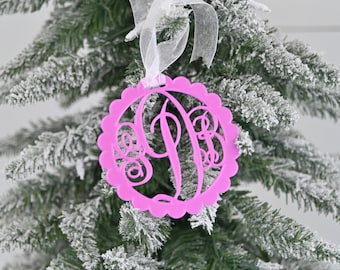 3D Printed Monogram Christmas Ornament, Monogram Christmas Gift, Monogram Ornament, Plastic Monogram Ornament, Personalized Ornament