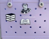 Reading Book Bookwork Library Themed Bogg Bag Charms, Bogg Bag Buttons, Bogg Bag Tags, Custom Bogg Bag, Bogg Bag Jibitz, Simple Modern Charm