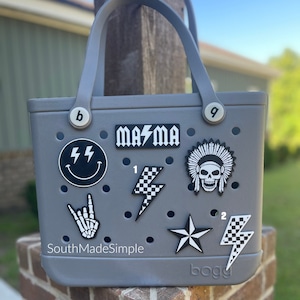 Punk Rock Rock n' Roll Skull Lightning Bolt Checkerboard Bogg Bag Charms