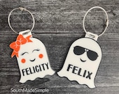 Custom Halloween Ghost Treat Bag Tags, Custom Name Halloween Tag, Trick or Treat Name Tags, Halloween Bucket Name Tag
