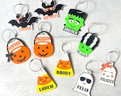 Custom Halloween Basket Tags, Boo Basket Tag, Switch Witch Basket Tag, Custom Halloween Name Charm, Halloween Bag Tags