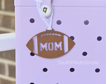 Football Mom 3D Printed Bag Tag for Bogg Bags, Water Resistant Bag Tag, Plastic Bogg Bag Tag, Football Bag Tag, Football Bag Charm