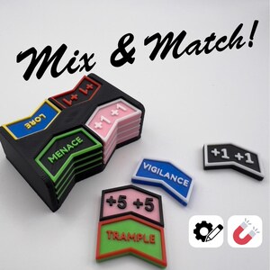 16x Custom Magnetic Counters, Fully Customizable Text and Colors, Compatible with all TCG/MTG