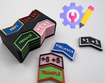 16xMagnetic Custom Tokens, Fully Customizable Text and Colors, Compatible with all TCG/MTG