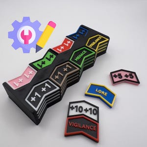 32 fichas magnéticas, texto y colores totalmente personalizables, compatibles con todos los juegos de cartas coleccionables (TCG) y de mesa (MTG).