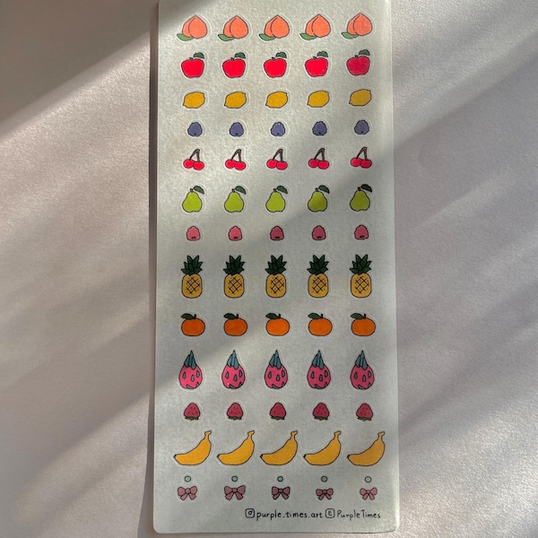 Hoja de pegatinas Washi de frutas retro / Pegatinas Kawaii para álbumes de recortes, diarios y agendas / Pegatinas para sobres de invitaciones de cumpleaños / Estilo nostálgico Y2K
