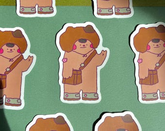 Preppy Bear Vinyl Sticker: Kawaii Laptop, Water Bottle Decal