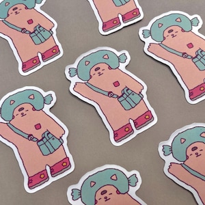 Cute Candy Cat Vinyl Laptop Sticker | Kawaii Kitty Water Bottle Sticker,Cat Lover Gift Sticker,Chibi Cat Anime Stationery Gift