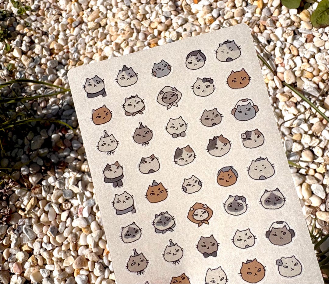 Assorted Cat Washi Sticker Sheet | Kawaii Cat Planner Stickers | Bullet ...