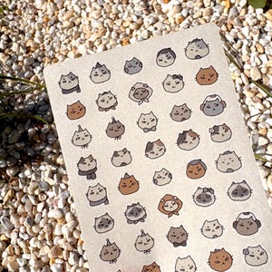 Assorted Cat Washi Sticker Sheet | Kawaii Cat Planner Stickers | Bullet Journal & Scrapbooking Stickers | Cat Lover Stationery