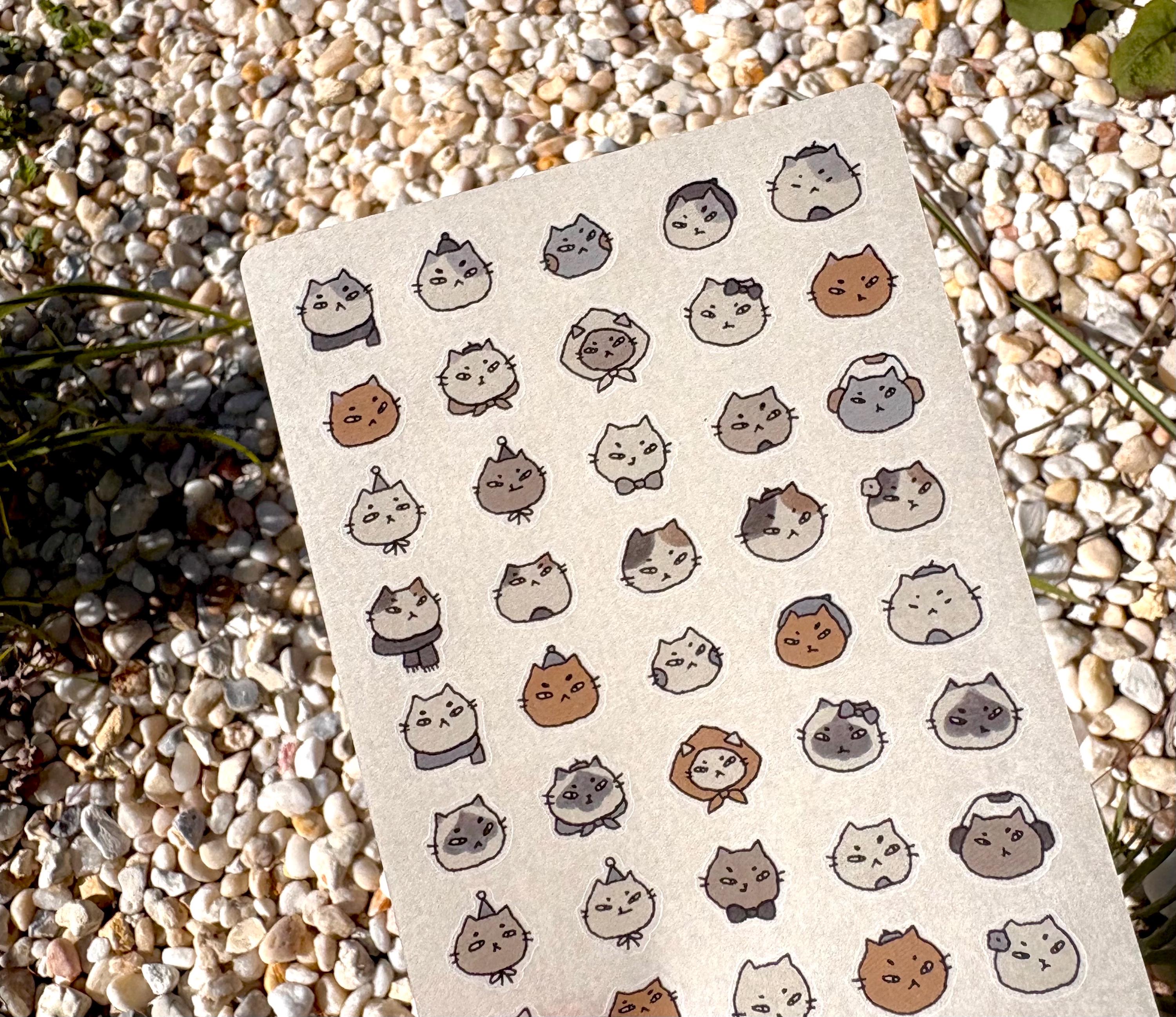 Assorted Cat Washi Sticker Sheet | Kawaii Cat Planner Stickers | Bullet ...