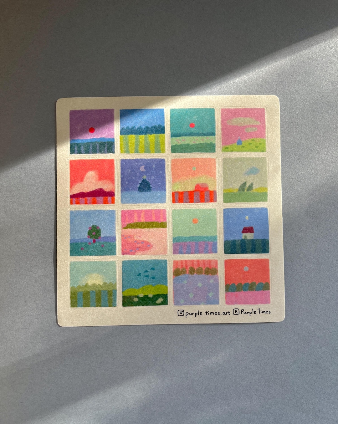 Miniature Landscape Sticker Sheet | Premium Textured Paper Stickers ...