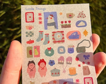 Hand-Drawn Washi Sticker Sheet: Cozy Trinkets, Planner and Jurnal Supplies