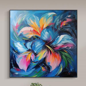 Abstract Original Flower Oil Painting On Canvas,Large Wall Art,Colorful Floral Texture Painting,High-end Home Decor,Living Room Wall Decor
