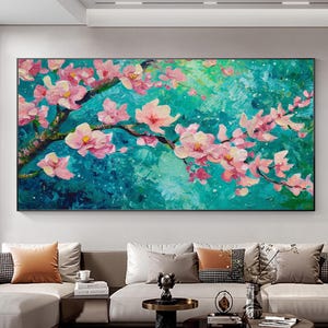 Original Pink Flower Oil Painting On Canvas,luxury Wall Art,Abstract Floral Texture Painting, Custom Painting, Modern Living Room Wall Decor