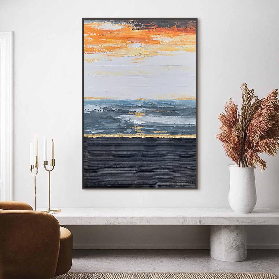 Abstract Ocean Sunset Impasto Painting, Modern Seascape Canvas Art - Etsy