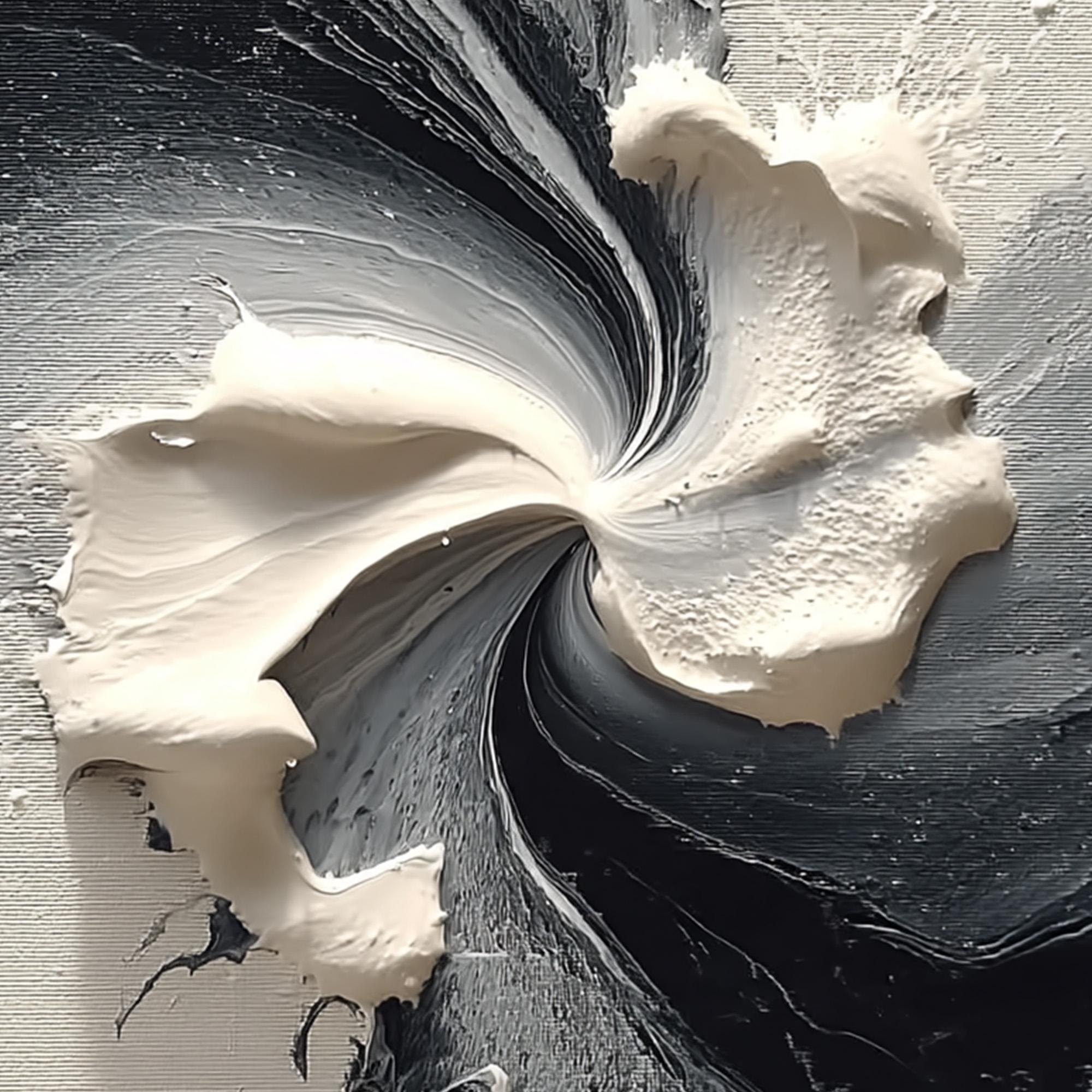 Abstract Black and White Oil Painting, Large Textured Canvas Art - Etsy