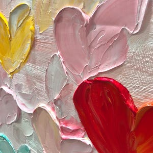 Original Pink Love Oil Painting On Canvas, Large Sweet Palette Knife Texture Painting Hand-Painted Acrylic Canvas Gift for Her Bedroom Decor
