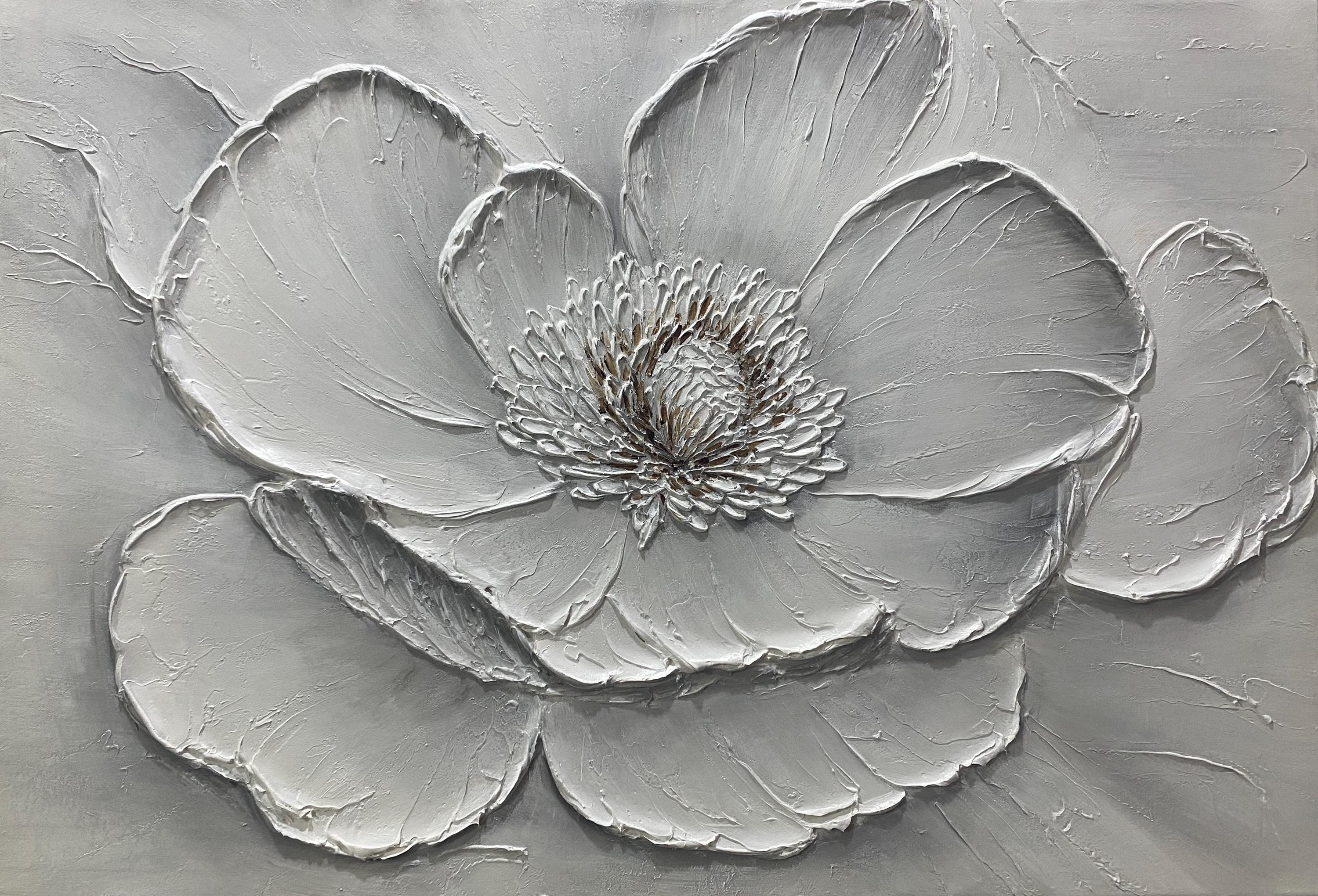 Abstract Original Flower Oil Painting on Canvas,large 3D Impasto ...
