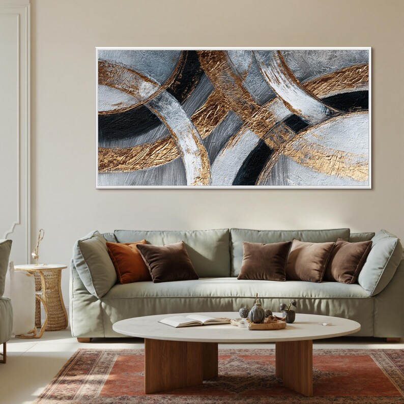 Gold Silver Abstract Painting On Canvas Large Textured Painting Photo Inspiration