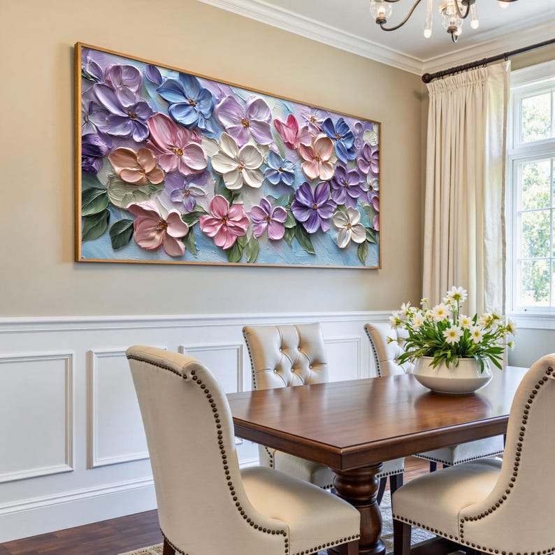 Textured Floral Oil Painting on Canvas, Colourful 3D Flower Art - Etsy
